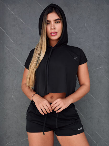 Blusa Capucha Negra