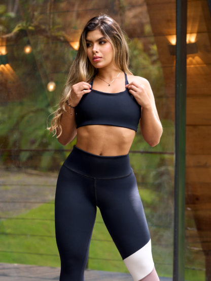 Top Rejilla Back Negro Tricolor Blanco - Nude - Imagen 3