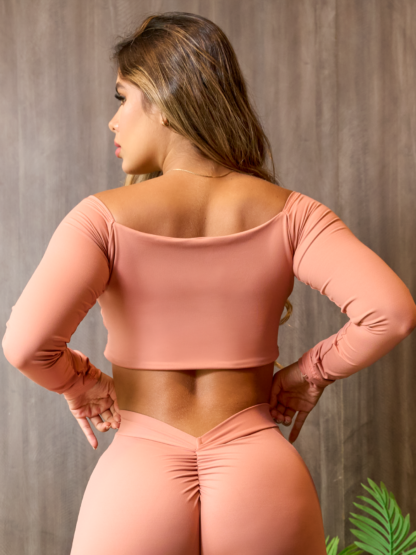 Top Crop Manga Larga Durazno - Imagen 2