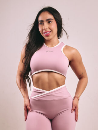 Top Esqueleto Rosa Sesgos Blanco