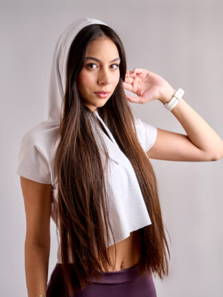 Blusa Capucha Manga Corta Color Blanco