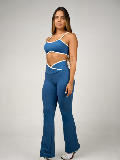 Leggin Pretina Cruzada Azul Demin Sesgos Blancos - Imagen 3