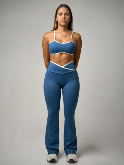 Leggin Pretina Cruzada Azul Demin Sesgos Blancos - Imagen 2