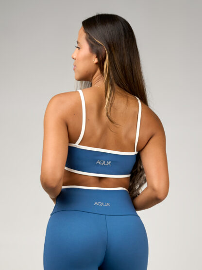 Top Estraple Azul Demin Sesgos Blancos - Imagen 3