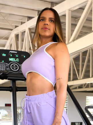 Top Esqueleto Lila Sesgos Blanco