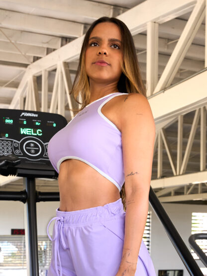 Top Esqueleto Lila Sesgos Blanco
