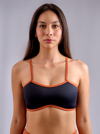 Top Estraple Negro Sesgos Terracota - Imagen 2