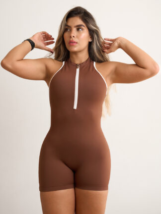 Enterizo 6077 Spider Corto Café