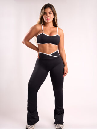 Leggin Pretina Cruzada Bota Campana Negro