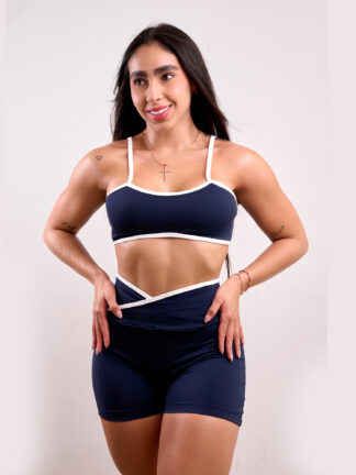 Short pretina cruzada Azul Rey Sesgos Blanco