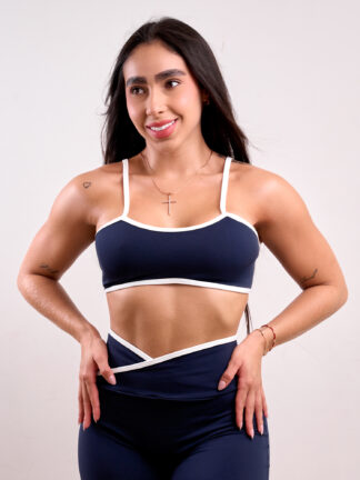 Top Estraple Azul Rey Sesgos Blanco