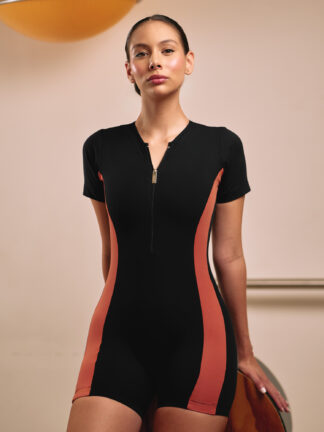 Enterizo Corto Siluet Negro Line Bronce