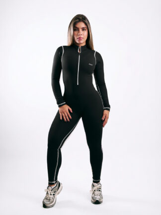 Enterizo 6090 Negro Cierre Blanco