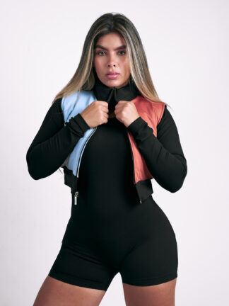 Chaleco Acolchado Tricolor Negro - Azul Cielo - Rosa