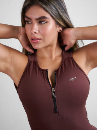 Enterizo corto origen Zipper Moca 672